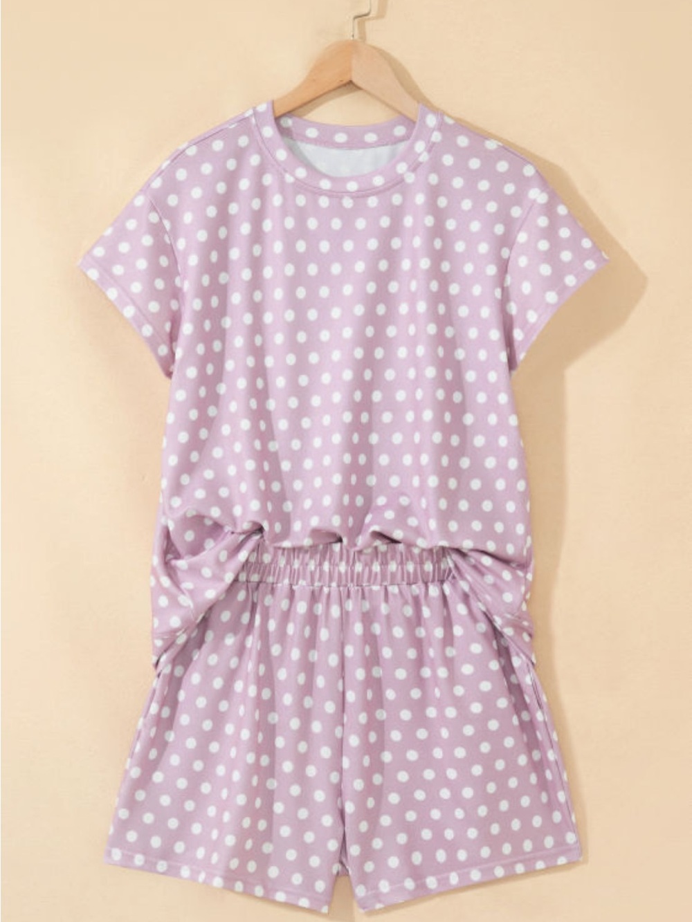 Women’s Lavender Polka Tee and Shorts Set